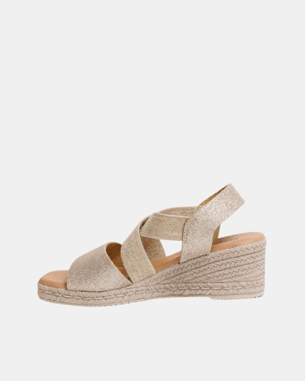 Sandalias Abertas Rafia Mulher RKS Bege 425495