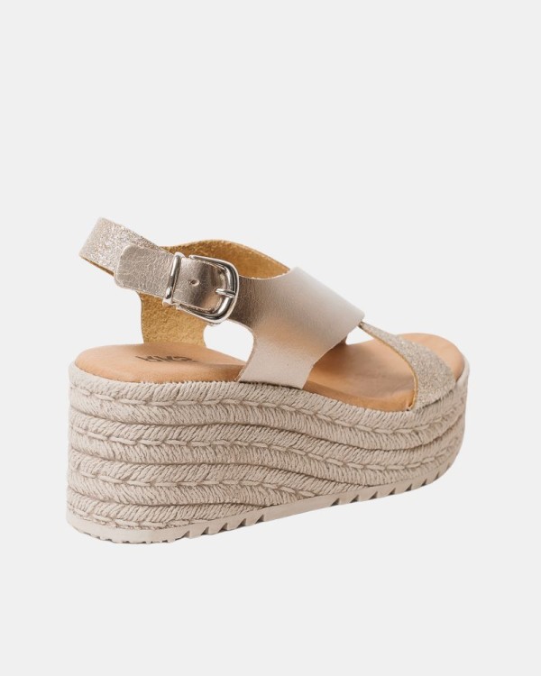  Sandalias Abiertas Rafia Mujer RKS Oro 843853