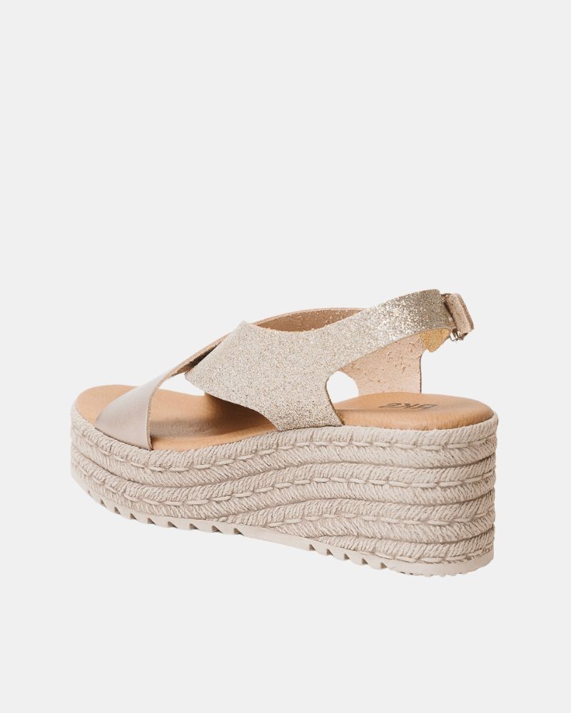  Sandalias Abiertas Rafia Mujer RKS Oro 843853