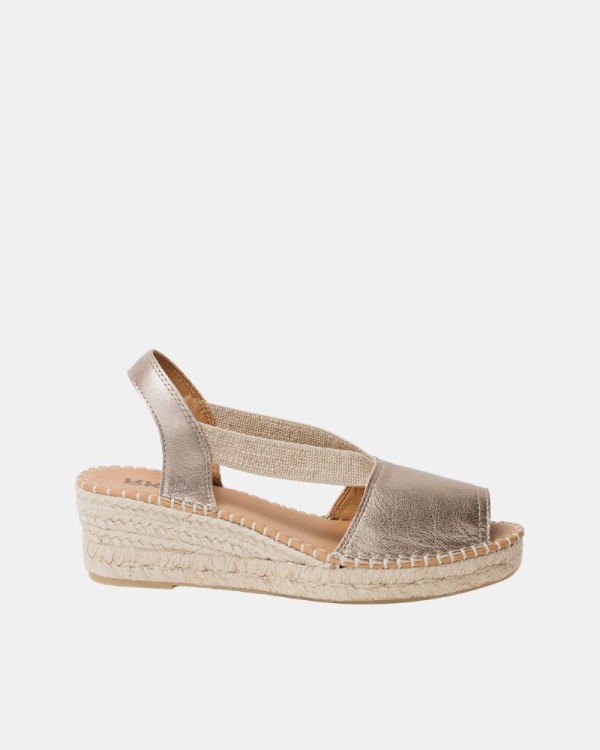  Sandalias Abiertas Rafia Mujer RKS Oro DONA17