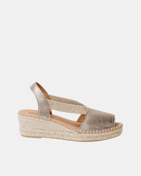  Sandalias Abiertas Rafia Mujer RKS Oro DONA17