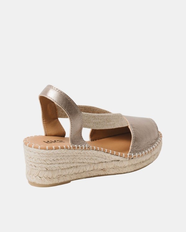 Sandalias Abiertas Rafia Mujer RKS Oro DONA17