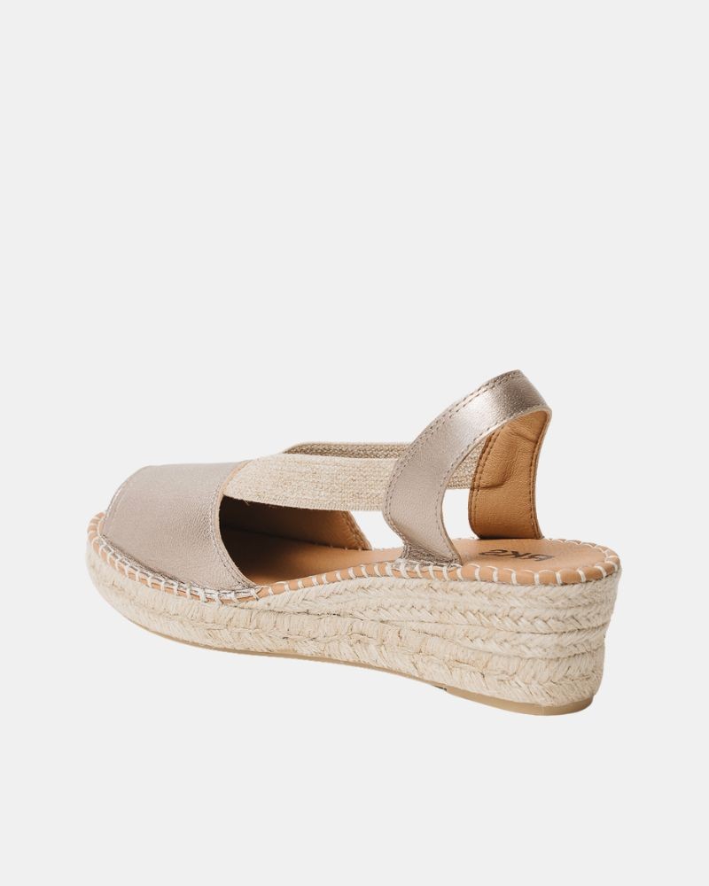  Sandalias Abiertas Rafia Mujer RKS Oro DONA17