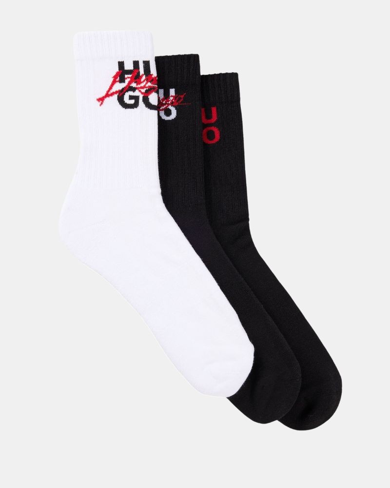 Meias Altas Homem HUGO Preto Branco 50524791 3P QS THRILLER CC