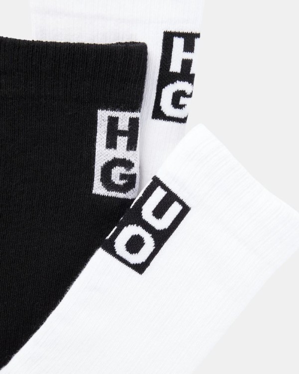 Meias Altas Homem HUGO Branco 50502007 3P RIB LOGO CC