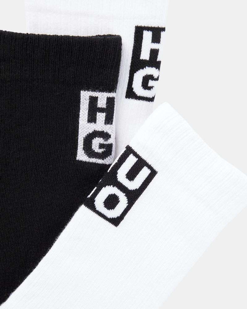 Meias Altas Homem HUGO Branco 50502007 3P RIB LOGO CC