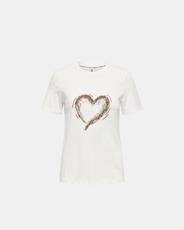 T-shirts Manga curta Mulher ONLY Branco 15357554 MARCY