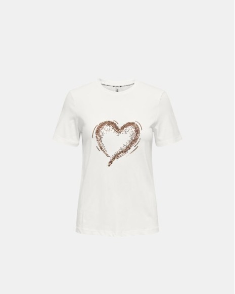T-shirts Manga curta Mulher ONLY Branco 15357554 MARCY