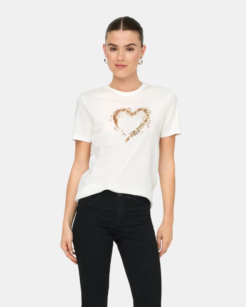 T-shirts Manga curta Mulher ONLY Branco 15357554 MARCY
