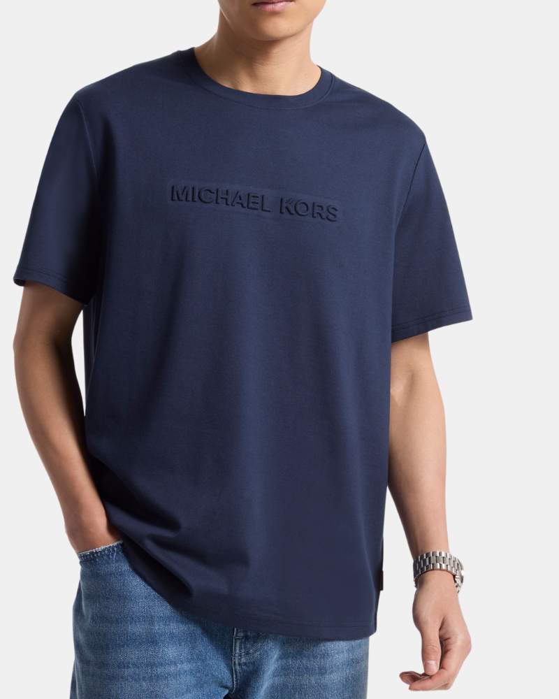 T-shirts Manga curta Homem MICHAEL KORS Azul CF4529H1V2 T-shirt com Logotipo em Relevo