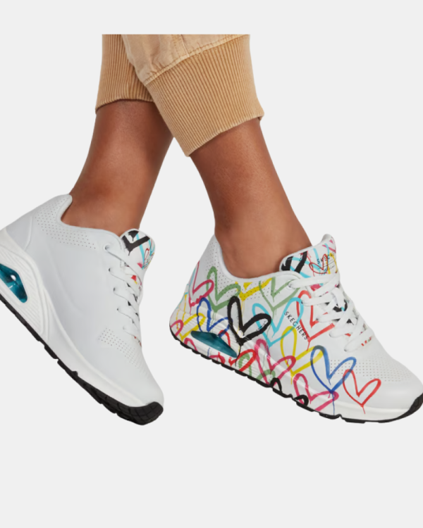 Sapatilhas Baixas Mulher SKECHERS Branco 155507 X JGOLDCROWN UNO SPREAD THE LOVE