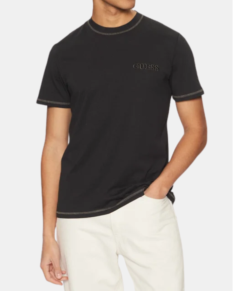 T-shirts Manga curta Homem GUESS Preto U5RI01 KCAM1