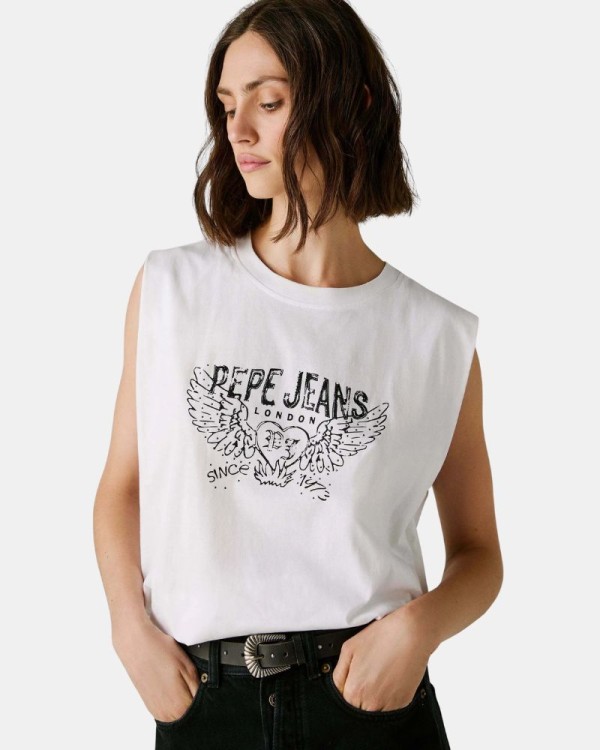 T-shirts Top Mulher PEPE JEANS Branco PL5000023 BERTHA