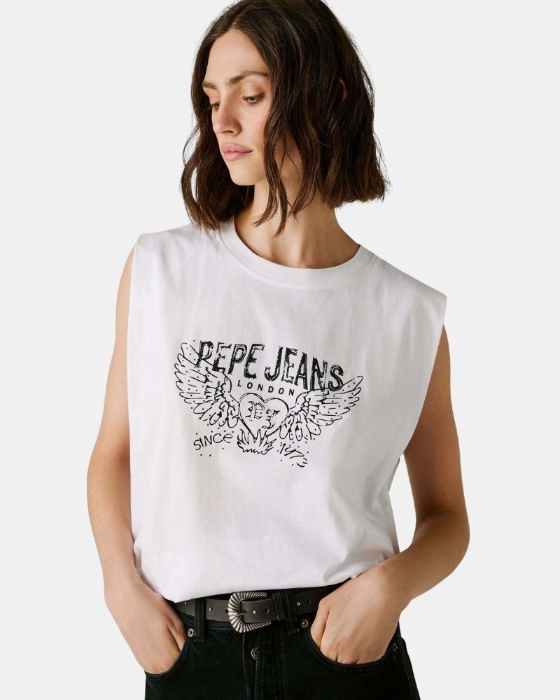 T-shirts Top Mulher PEPE JEANS Branco PL5000023 BERTHA
