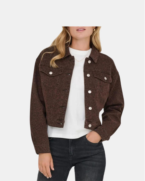 Casacos Manga comprida Mulher ONLY Castanho 15360070 ANLIE ANIMAL L S JACKET PNT 2
