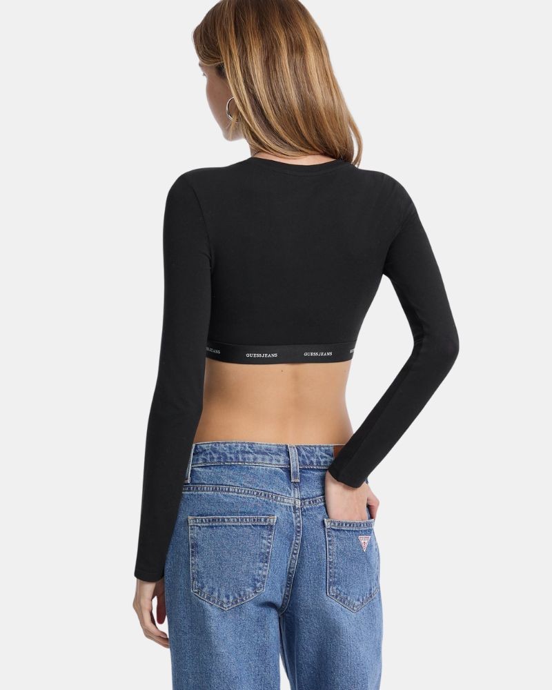 T-shirts Manga Comprida Mulher GUESS Preto W5BZ09 KBBU1