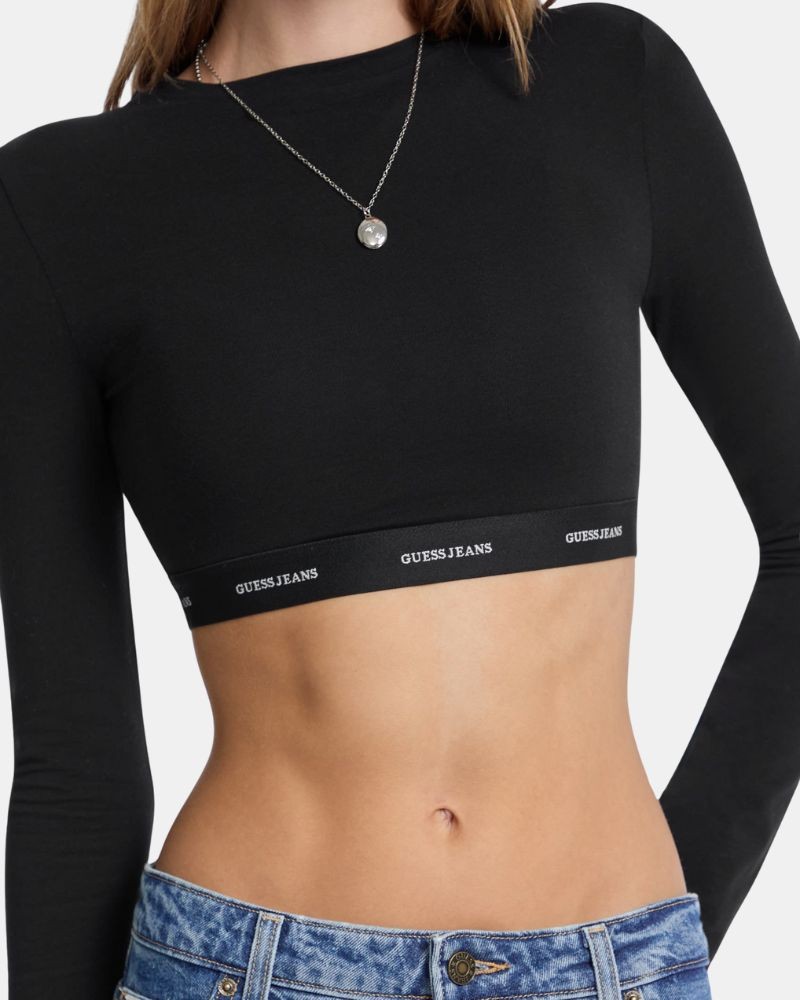 T-shirts Manga Comprida Mulher GUESS Preto W5BZ09 KBBU1