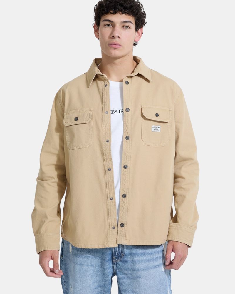 Camisas Manga Comprida Homem GUESS Beige M5YH66 WHFR1