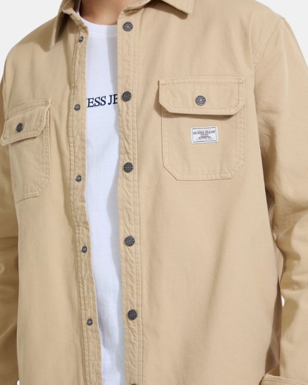 Camisas Manga Comprida Homem GUESS Beige M5YH66 WHFR1