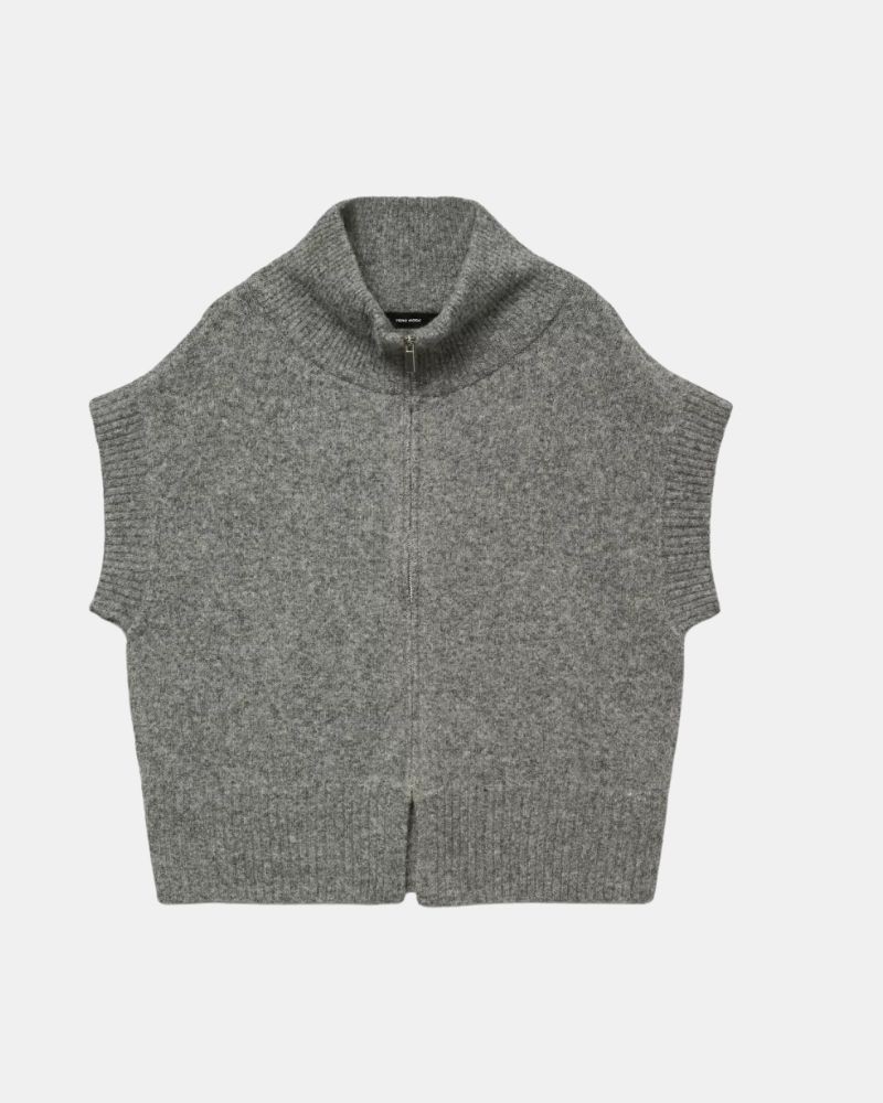 Jersey Manga curta Colete Mulher VERO MODA Cinza 10331524 BANG