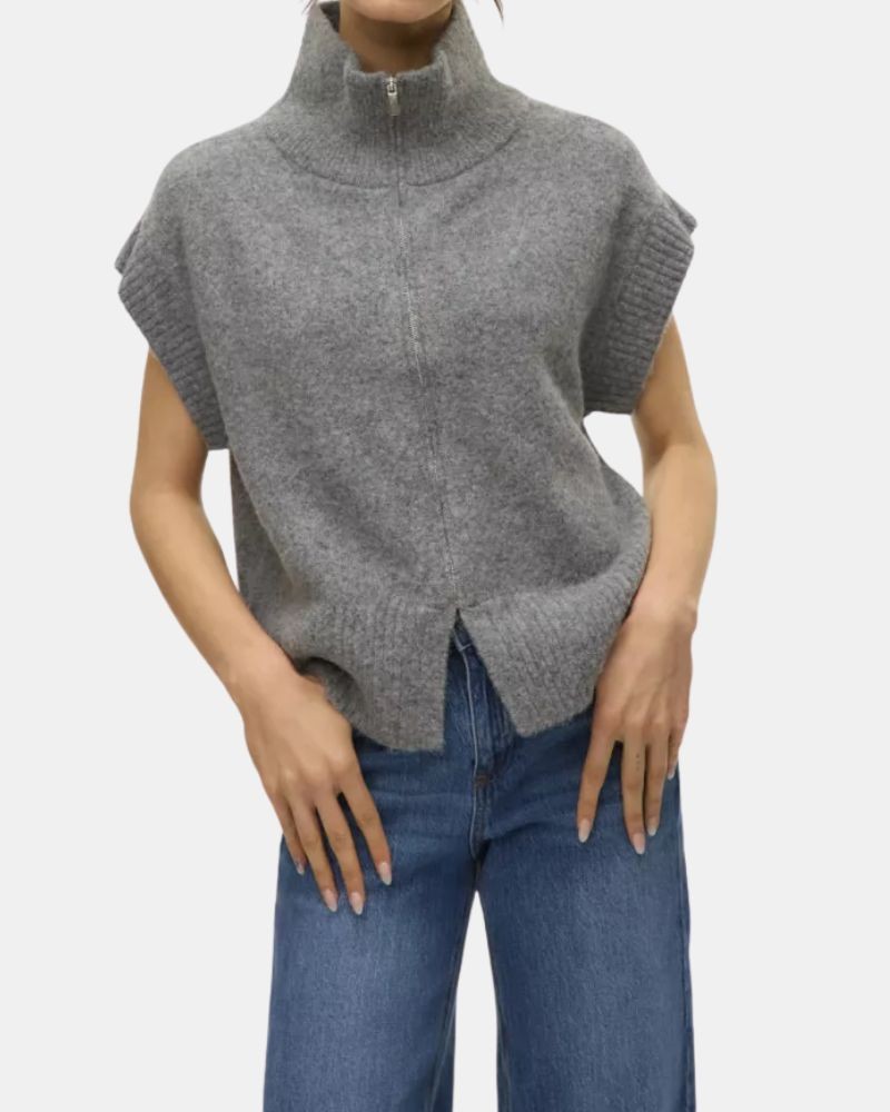 Jersey Manga curta Colete Mulher VERO MODA Cinza 10331524 BANG