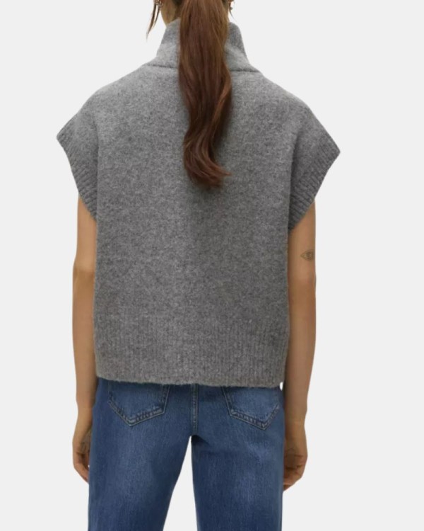 Jersey Manga curta Colete Mulher VERO MODA Cinza 10331524 BANG