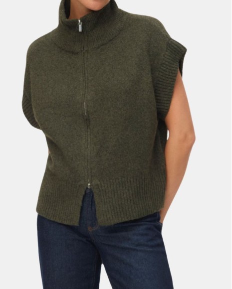 Jersey Manga curta Colete Mulher VERO MODA Verde 10331524 BANG