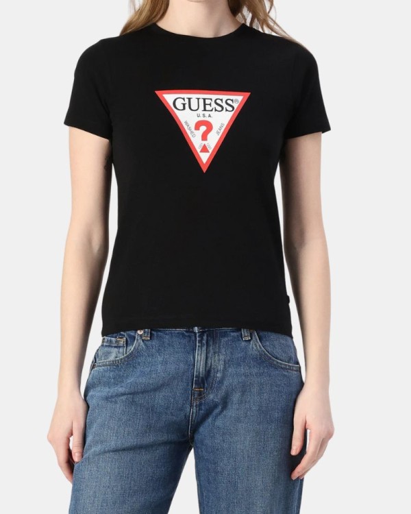 T-shirts Manga curta Mulher GUESS Preto W4YI04 J1314