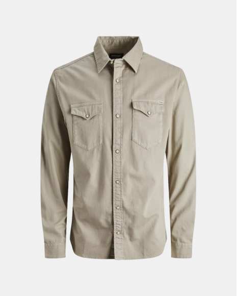 Camisas de Manga Comprida Homem JACK AND JONES Taupe 12138115 SHERIDAN