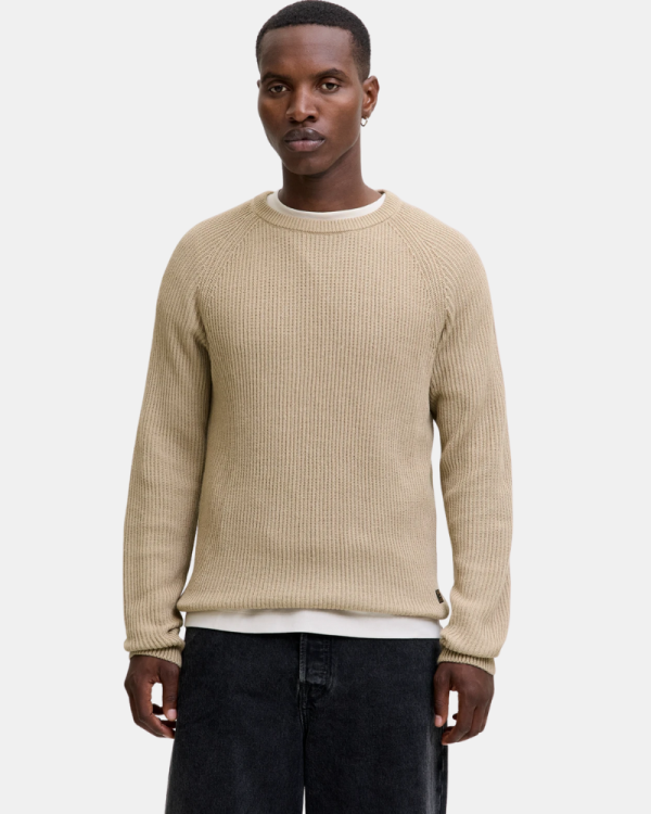  Jersey Manga larga Hombre JACK AND JONES Beige 12278916 PANNEL