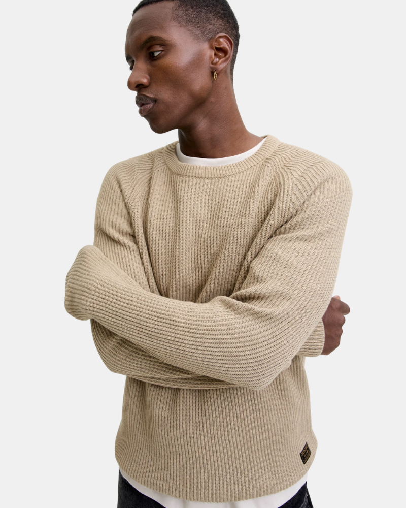  Jersey Manga larga Hombre JACK AND JONES Beige 12278916 PANNEL