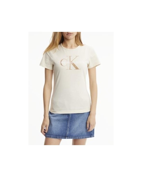 CALVIN KLEIN J20J218996ACF SLIM TEE Camisetas Manga corta Mujer Beige