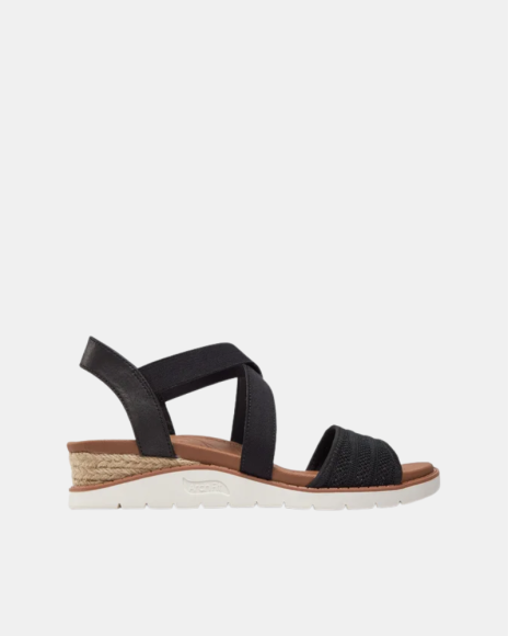 Sandalias Mujer fascitis plantar SKECHERS Negro 114013 BOBS ARCH FIT BEACH KISS BOHO