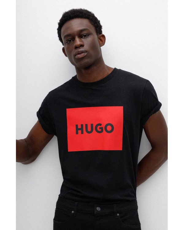 HUGO 50467952 DULIVE222 T-shirts Manga curta Homem Preto