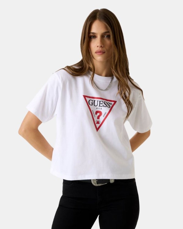 Camisetas Manga curta Mulher GUESS Branco W4YI73 K8HM0
