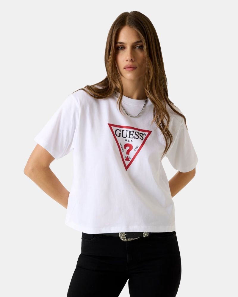 Camisetas Manga curta Mulher GUESS Branco W4YI73 K8HM0