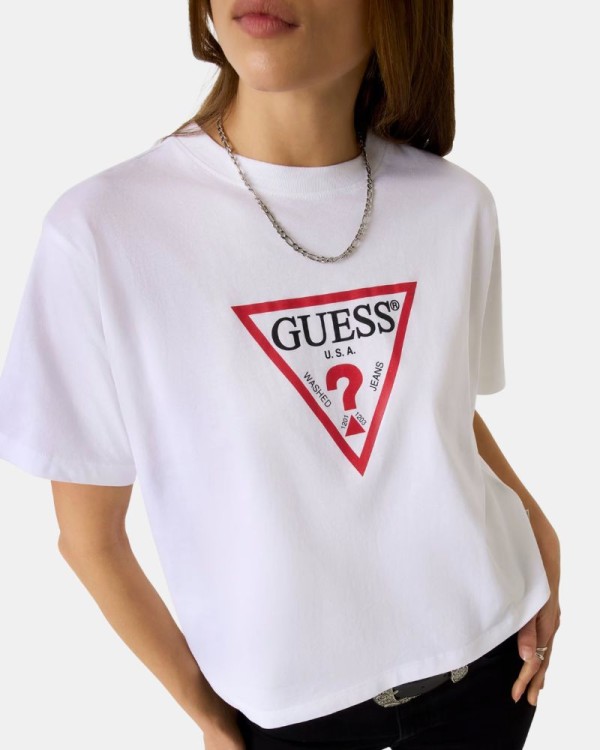 Camisetas Manga curta Mulher GUESS Branco W4YI73 K8HM0
