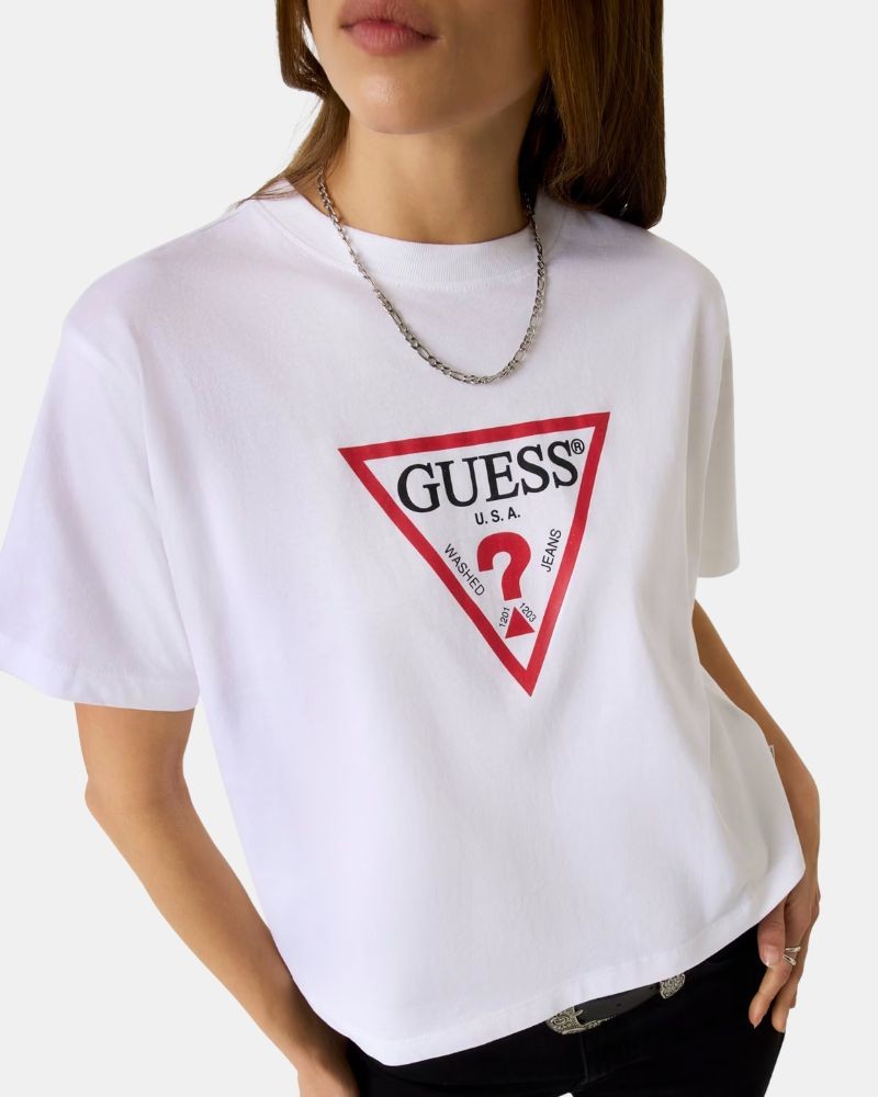 Camisetas Manga curta Mulher GUESS Branco W4YI73 K8HM0