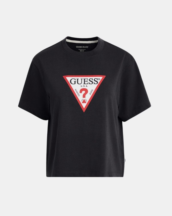 Camisetas de manga curta para mulher GUESS pretas W4YI73 K8HM0