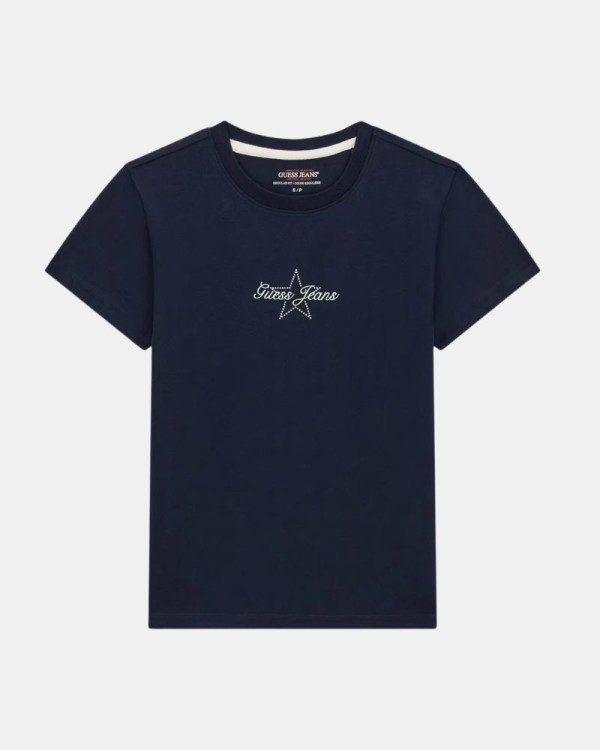 Camisetas de manga curta Mulher GUESS Azul W6RI18 J1314