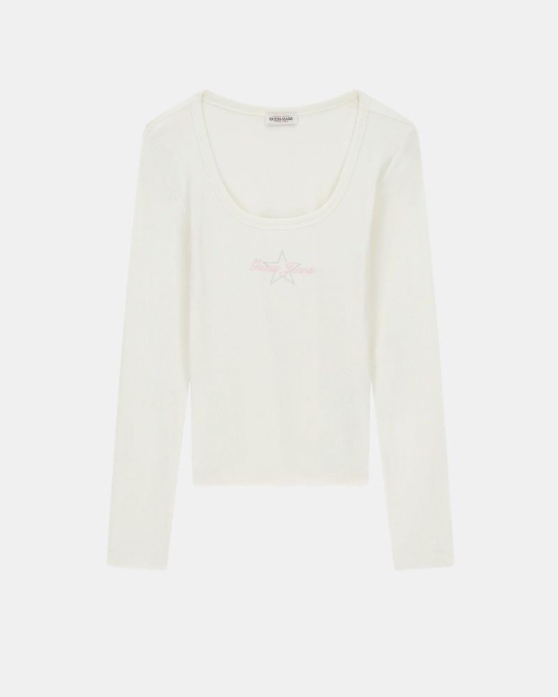 Camisetas de manga comprida Mulher GUESS Bege W6RP24 KA0H1