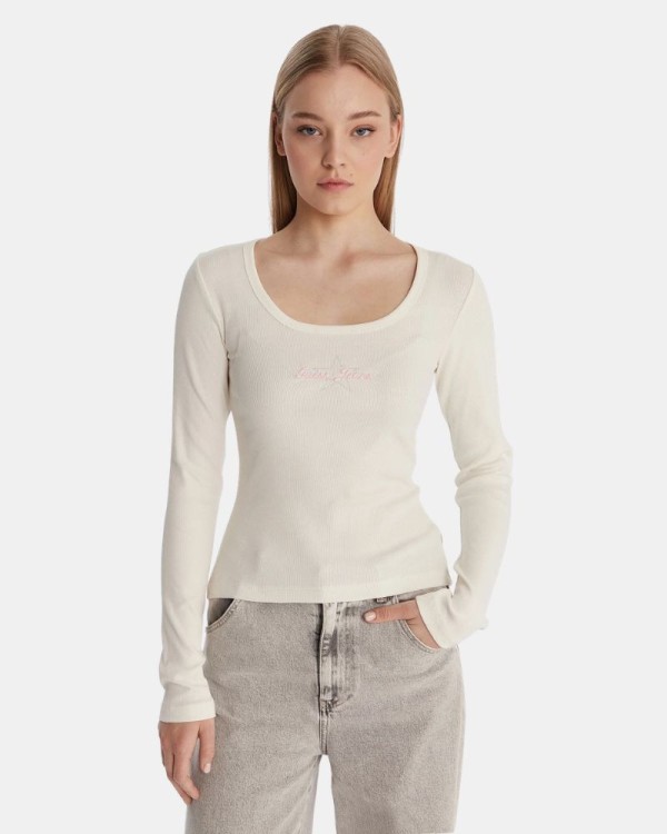 Camisetas de manga comprida Mulher GUESS Bege W6RP24 KA0H1