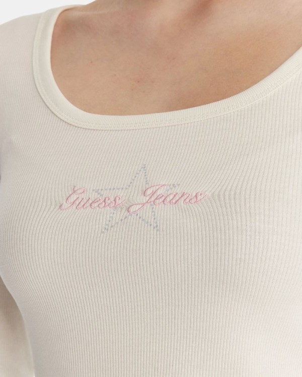 Camisetas de manga comprida Mulher GUESS Bege W6RP24 KA0H1