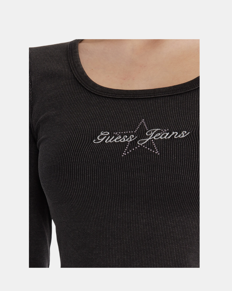 Camisetas de manga comprida para mulher GUESS Preto W6RP24 KA0H1