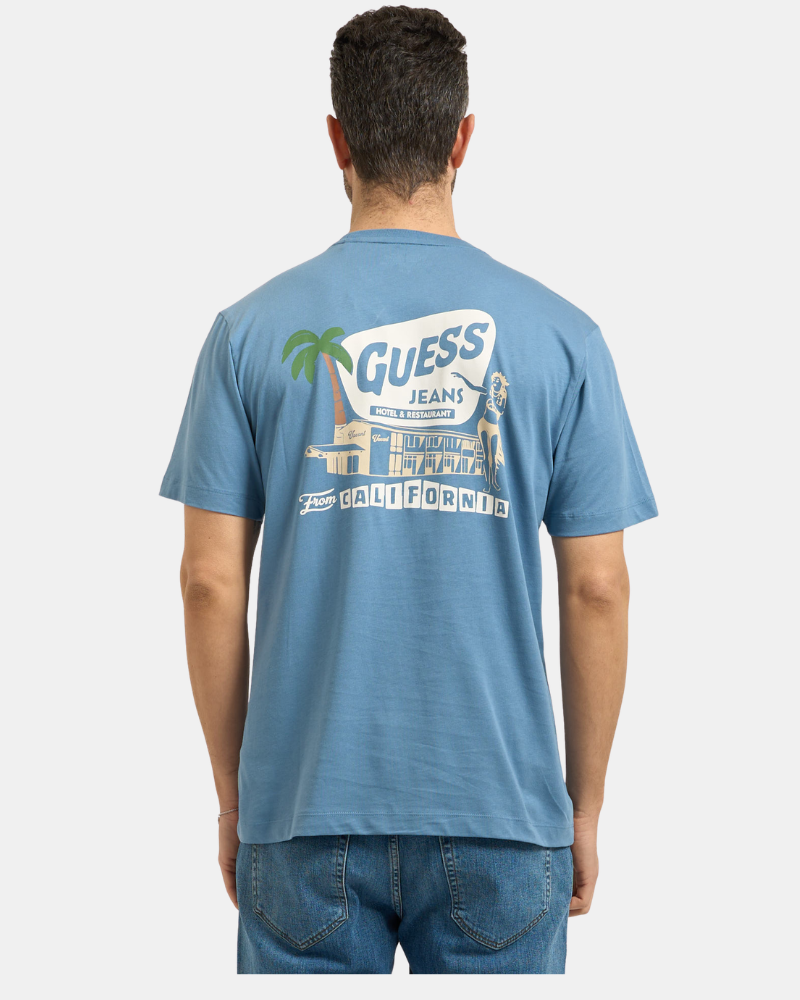 T-shirts de manga curta para homem GUESS Azul M6GIC0 K8HM0