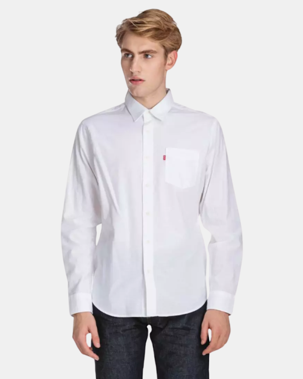 Camisas de manga comprida para homem LEVIS Branco 85746 0000 SUNSET 1 bolso Neutros padrão