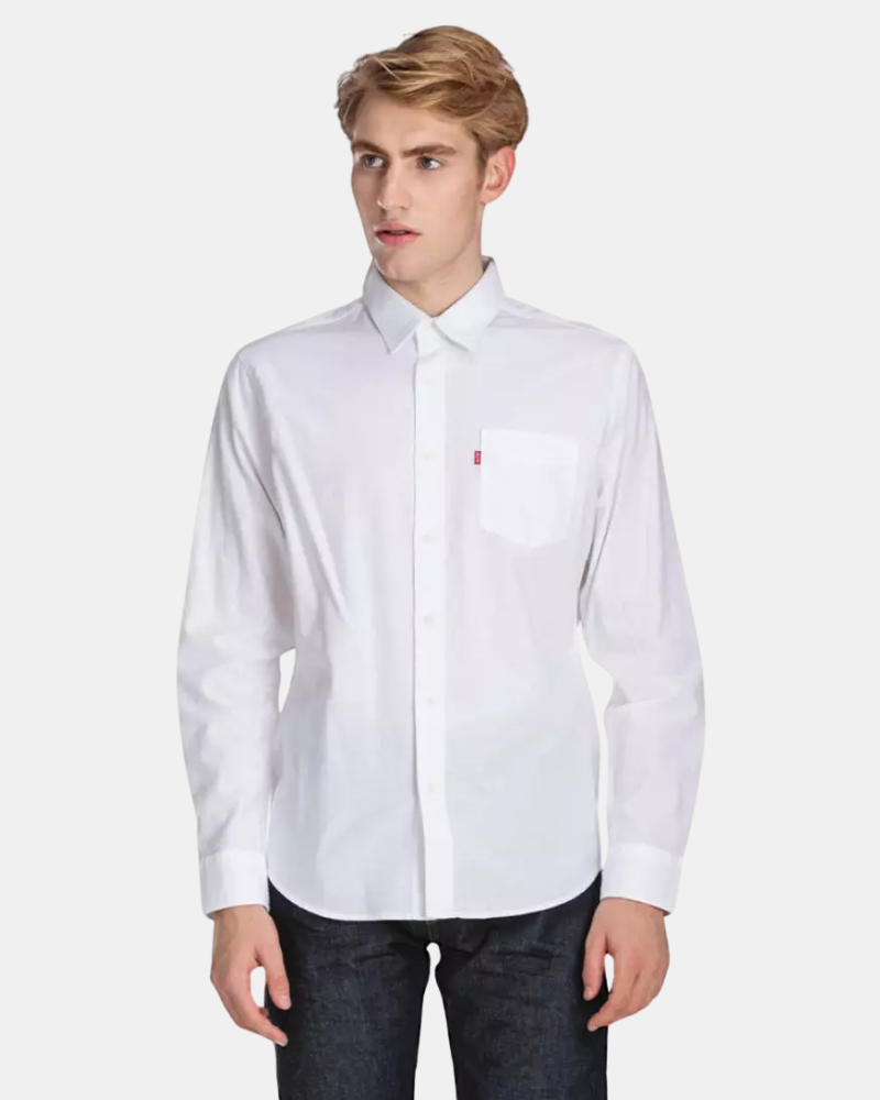 Camisas de manga comprida para homem LEVIS Branco 85746 0000 SUNSET 1 bolso Neutros padrão