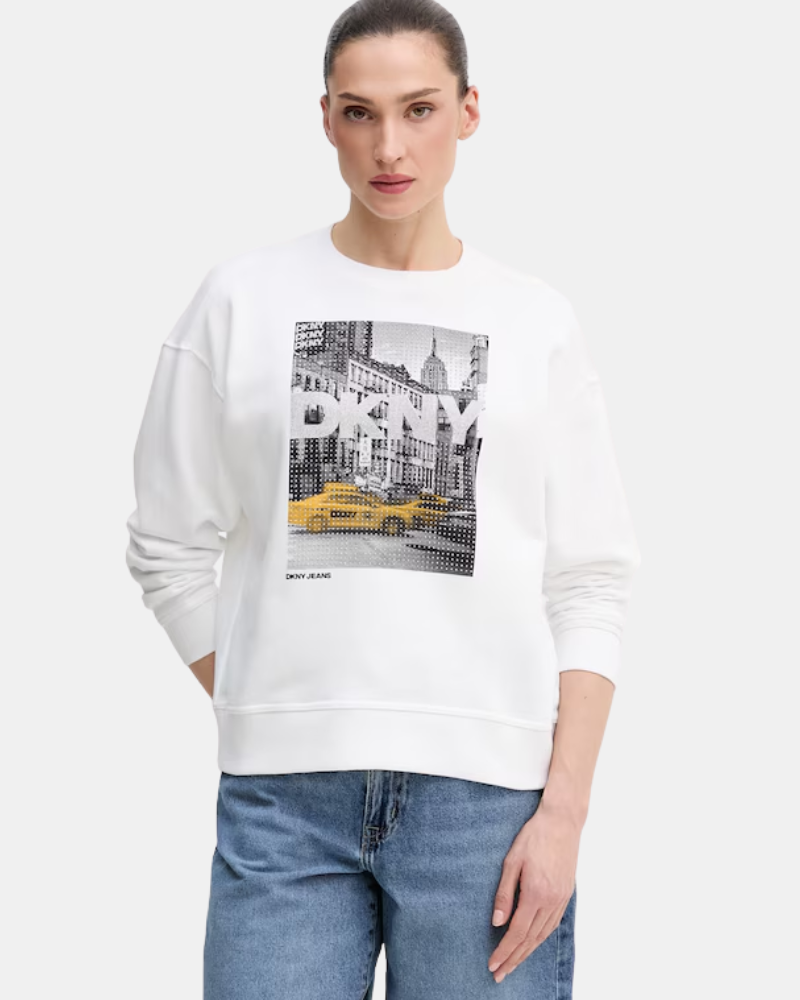 Sweatshirts manga comprida mulher DKNY branco DJ6T1759