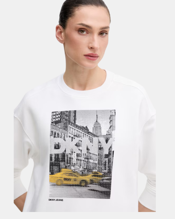 Sweatshirts manga comprida mulher DKNY branco DJ6T1759