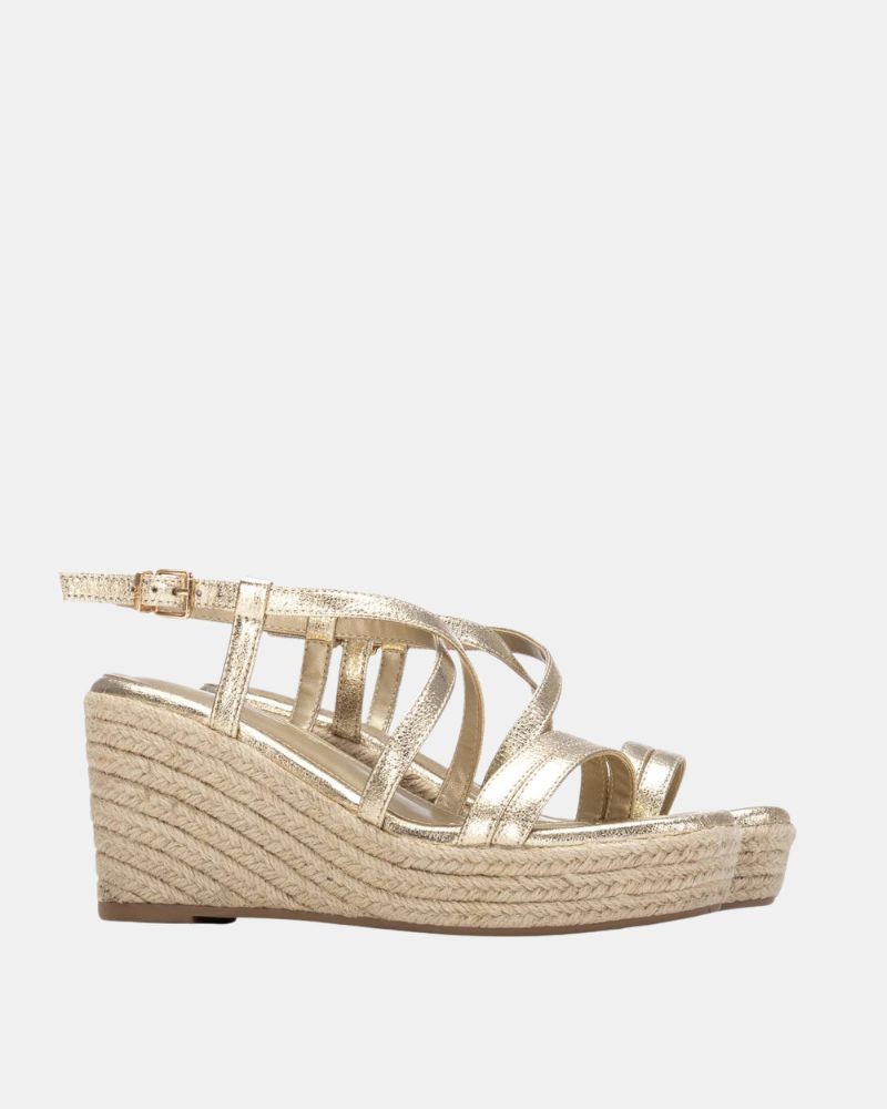 Sandalias Abiertas Rafia Mujer XTI Oro 145330